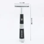 Black & Chrome Double Edge Safety Razor with Leather Pouch