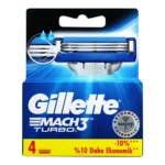 Gillette Mach3 Turbo Cartridges, Razor Blades, 4‑Pack